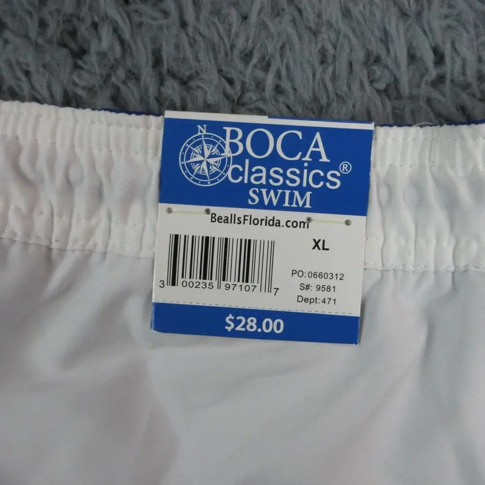 Boca Classics Swim Trunks Mens XL Blue Colorblock Quick Dry Lined 37x7* NWT